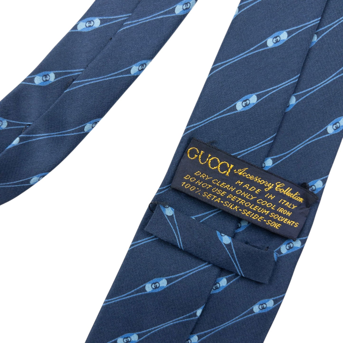 Vintage 90s Gucci Striped Monogram Silk Tie | O/S, Navy