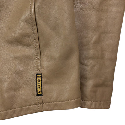 Vintage Armani Jeans Leather Biker Jacket Size M