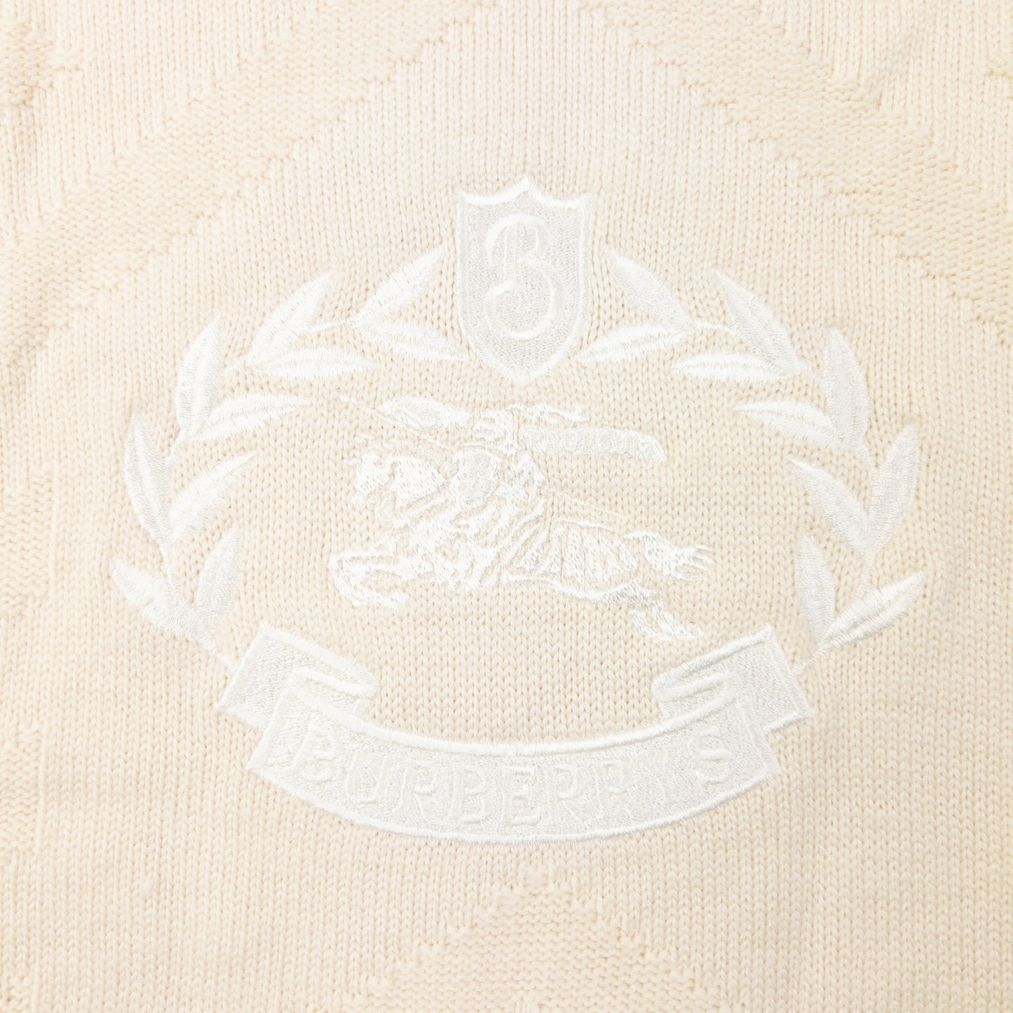 Vintage 90s Burberry Embroidered Wool Knit Jumper Womens Size S | Small, Cream