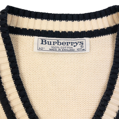 Vintage 90s Burberry Knit Sweater Vest Size S | Small, Cream