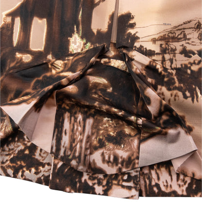 Vintage FW2004 Prada Ruched Pleat Landscape And Temple Skirt Womens Size W28 | W28, Multicoloured