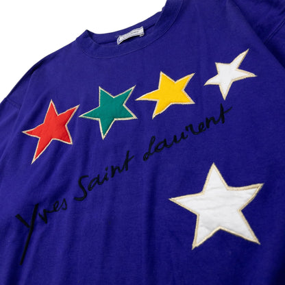 Vintage YSL Yves Saint Laurent Embroidered Star Sweatshirt Womens Size M