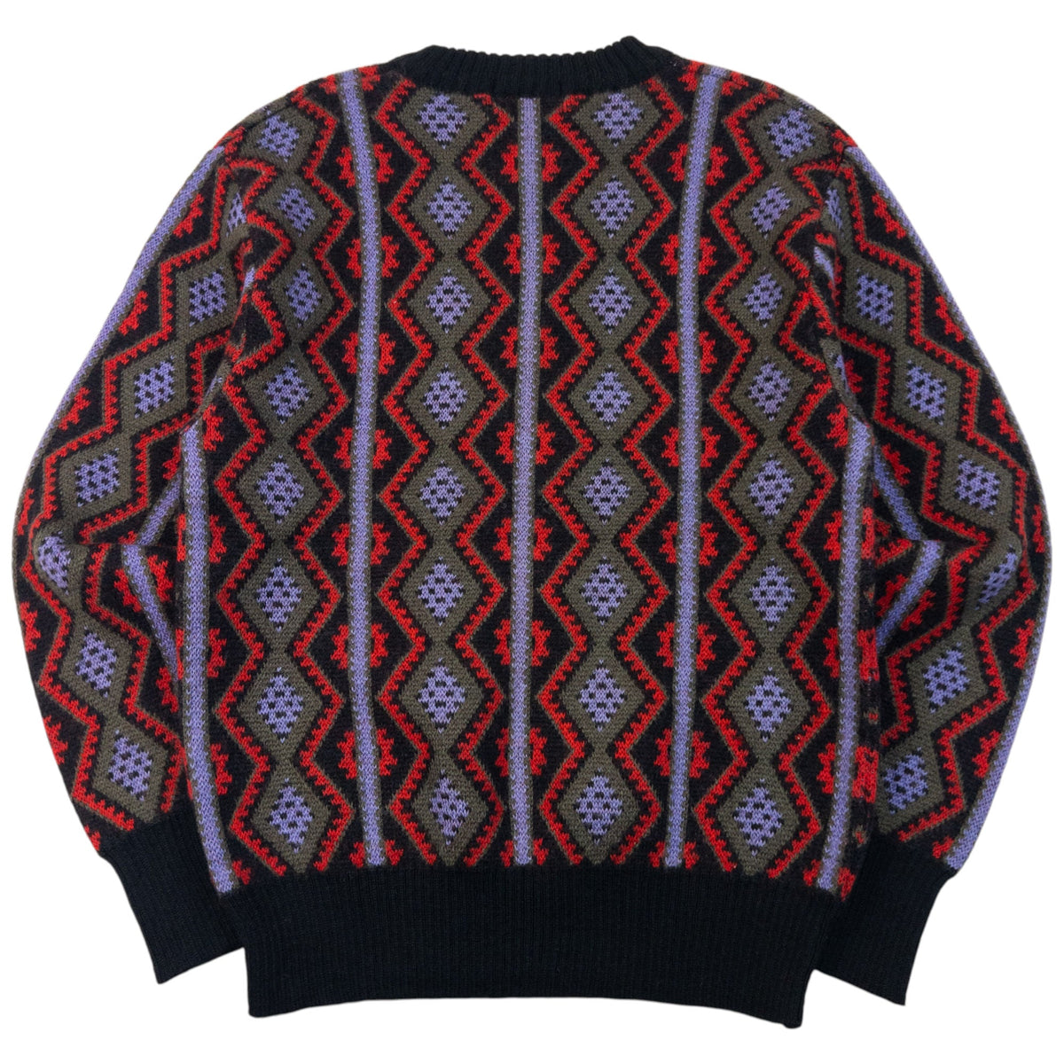 Vintage 80s YSL Yves Saint Laurent Pattern Knit Wool Jumper Size S | Small, Black, Red, Purple, Olive