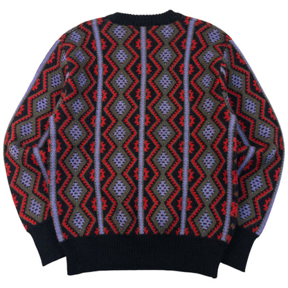 Vintage 80s YSL Yves Saint Laurent Pattern Knit Wool Jumper Size S | Small, Black, Red, Purple, Olive