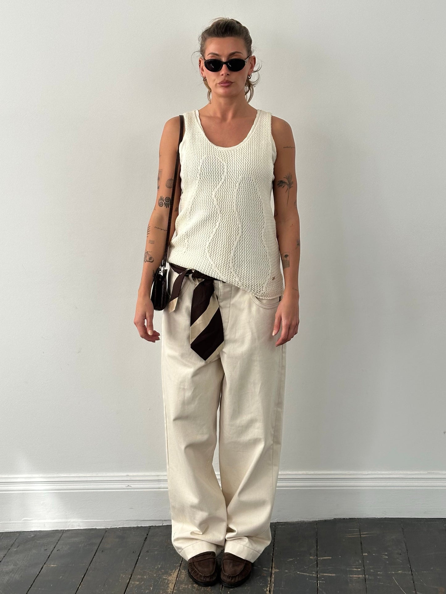Donna Karan 1990s Cotton Linen Layered Top - M