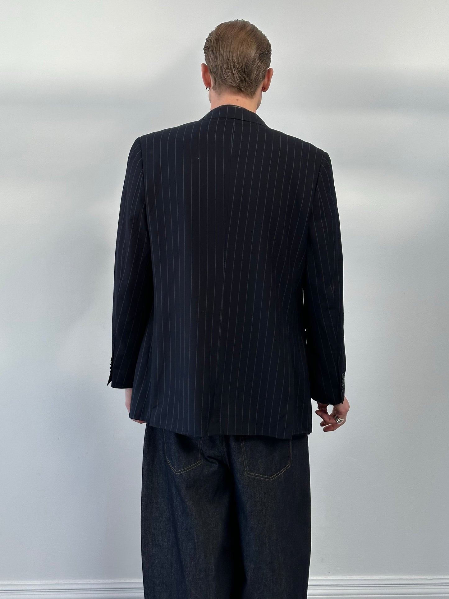 Loro Piana x Giorgio Di Napoli 1990s Wool Cashmere Striped Blazer - 42R