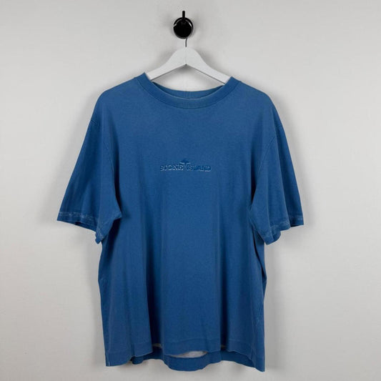 Early 00's Stone Island Logo T-Shirt Sky Blue (XL) | Extra Large, Blue