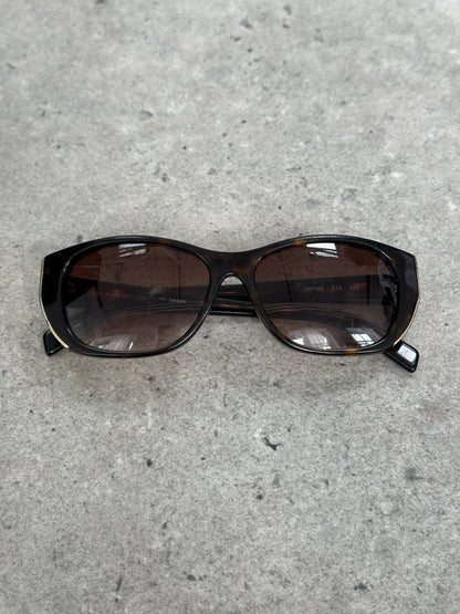 Jil Sander 2000s Tortoiseshell Rectangular Logo Sunglasses
