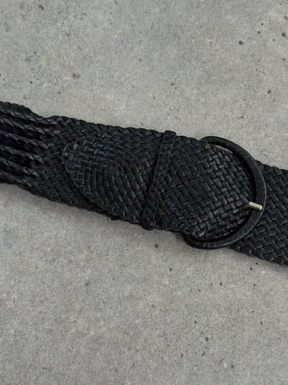 Nicole Farhi 1990s Woven Leather Chunky Belt - One size