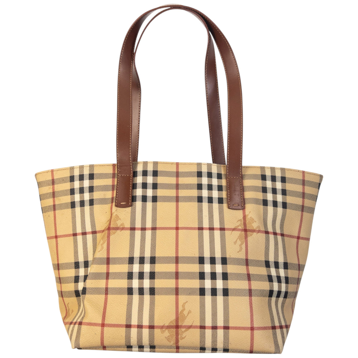 Vintage 2000s Burberry Nova Check Leather Shoulder Bag | O/S, Beige