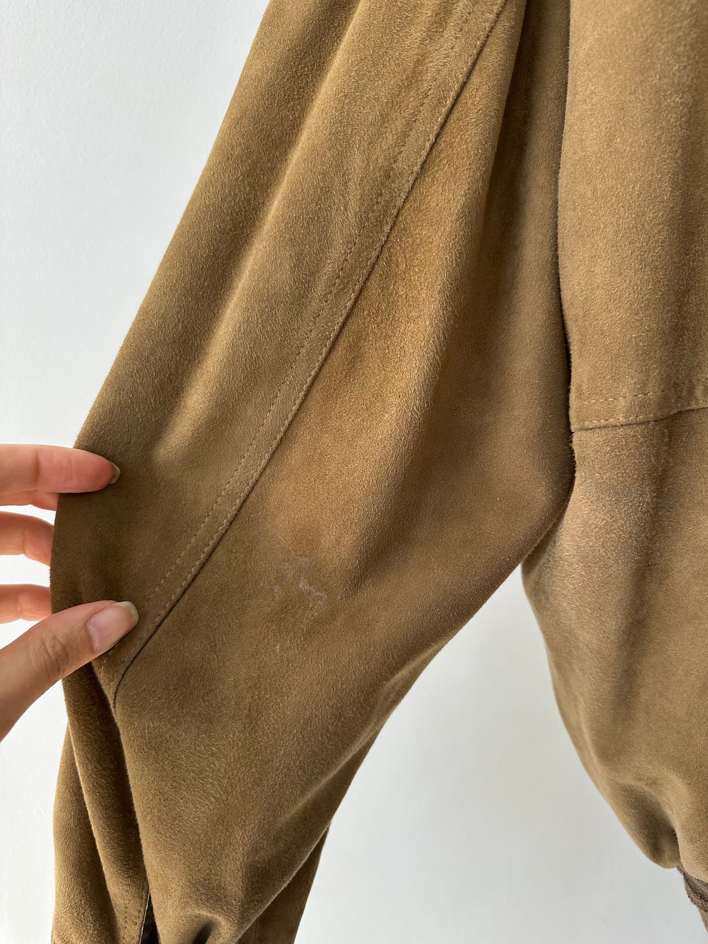 Vintage 1990s High Neck Suede Bomber Jacket - L