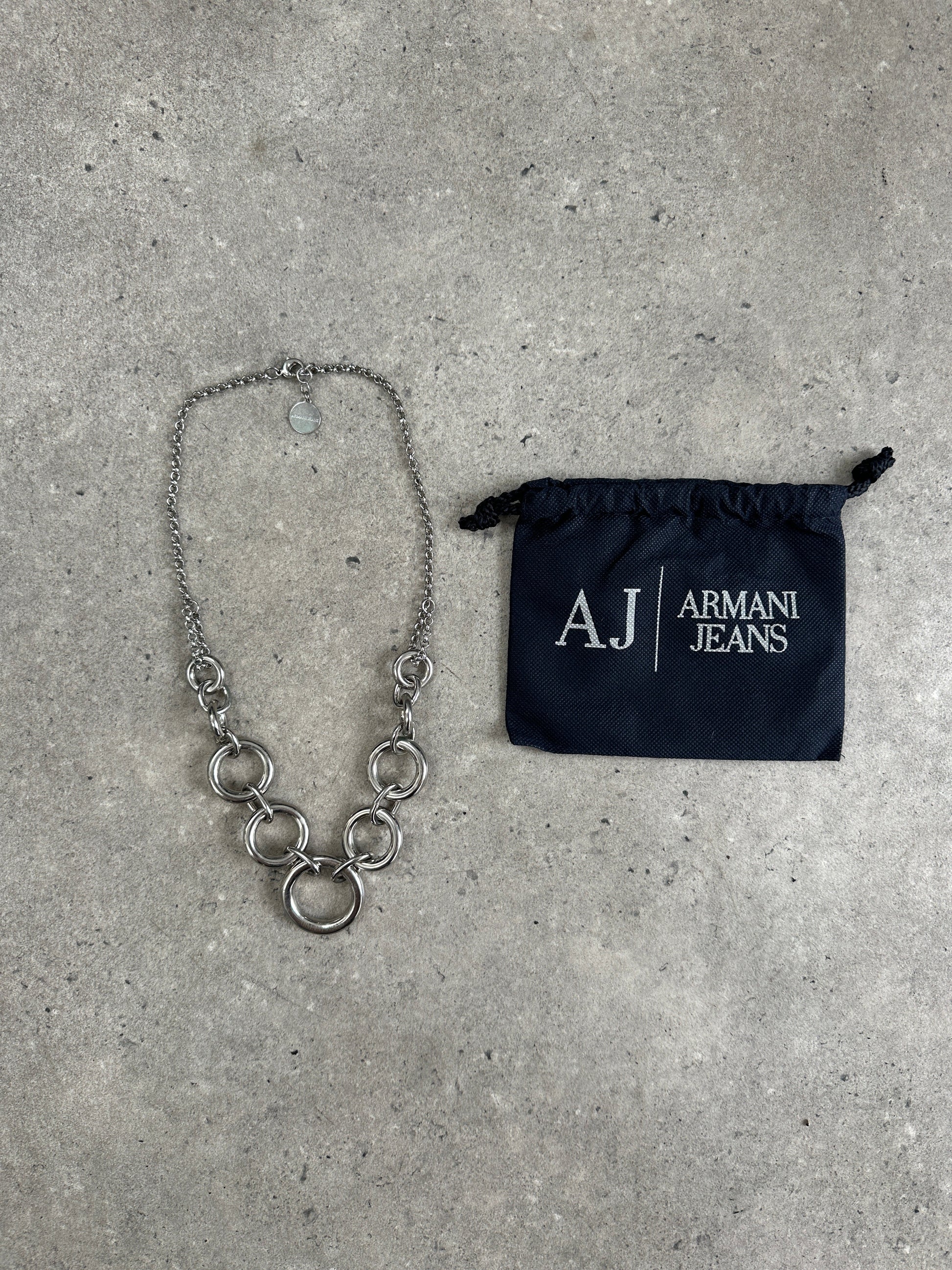 Armani Jeans 2000s Chain Link Logo Necklace
