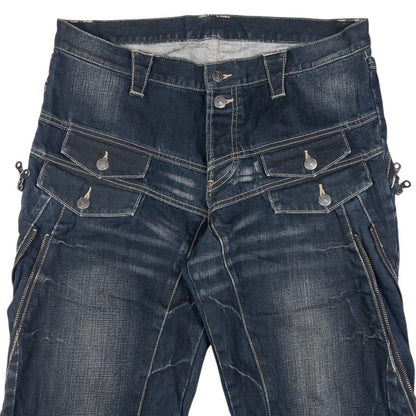 Vintage PPFM Multi Zip Denim Jeans Size W35