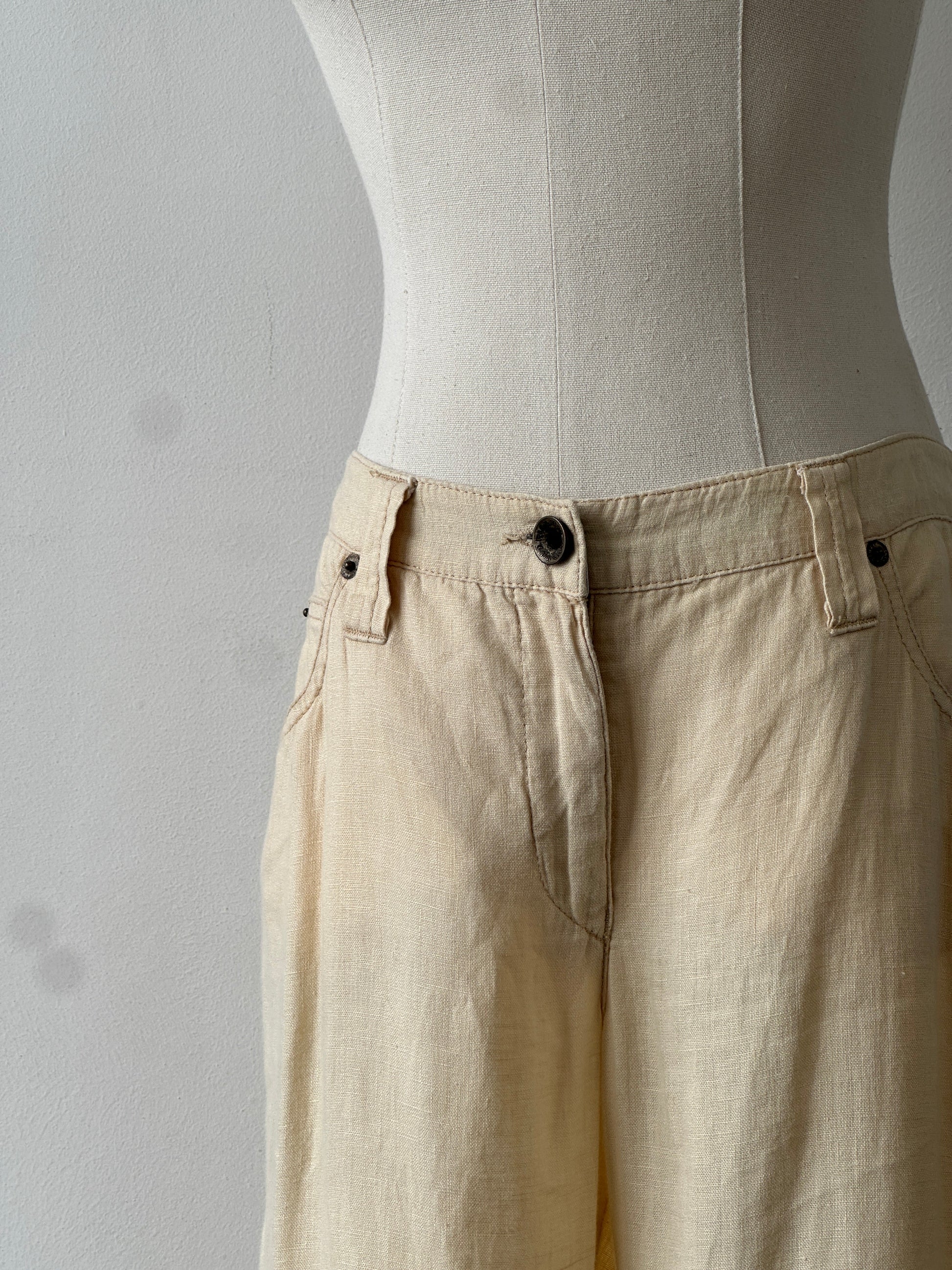 Armani Jeans 1990s Pure Linen Bootcut Leg Trousers - W30