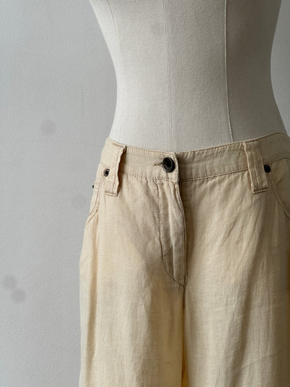 Armani Jeans 1990s Pure Linen Bootcut Leg Trousers - W30
