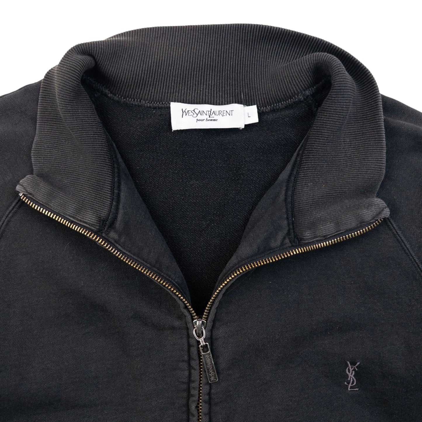 Vintage 2000s YSL Yves Saint Laurent Zip Up Sweatshirt Size L | Large, Grey