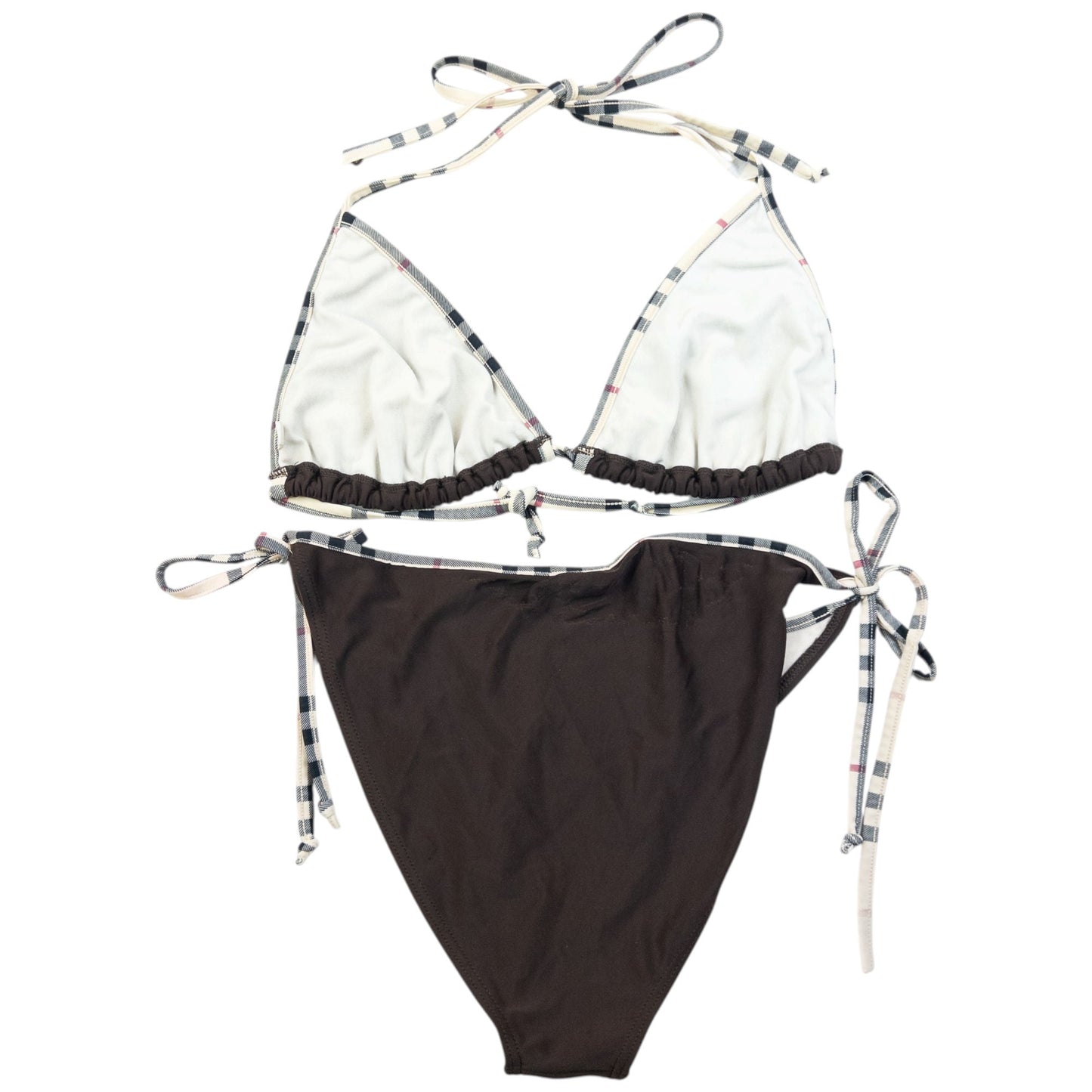 Vintage 2000s Burberry Nova Check Trim Bikini Set Womens Size XXL | XXL, Brown