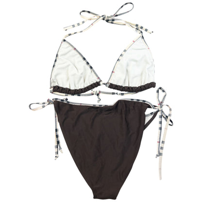 Vintage 2000s Burberry Nova Check Trim Bikini Set Womens Size XXL | XXL, Brown