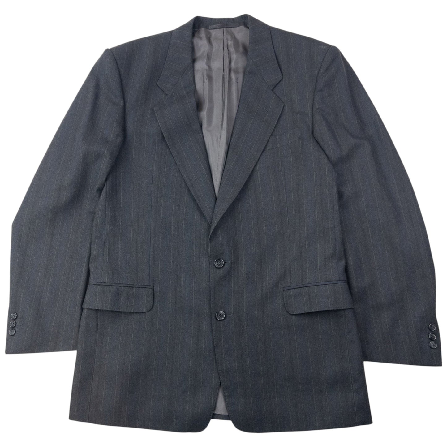 Vintage 80s YSL Yves Saint Laurent Jacket & Trousers Wool Suit Set Size XL | XL, Grey