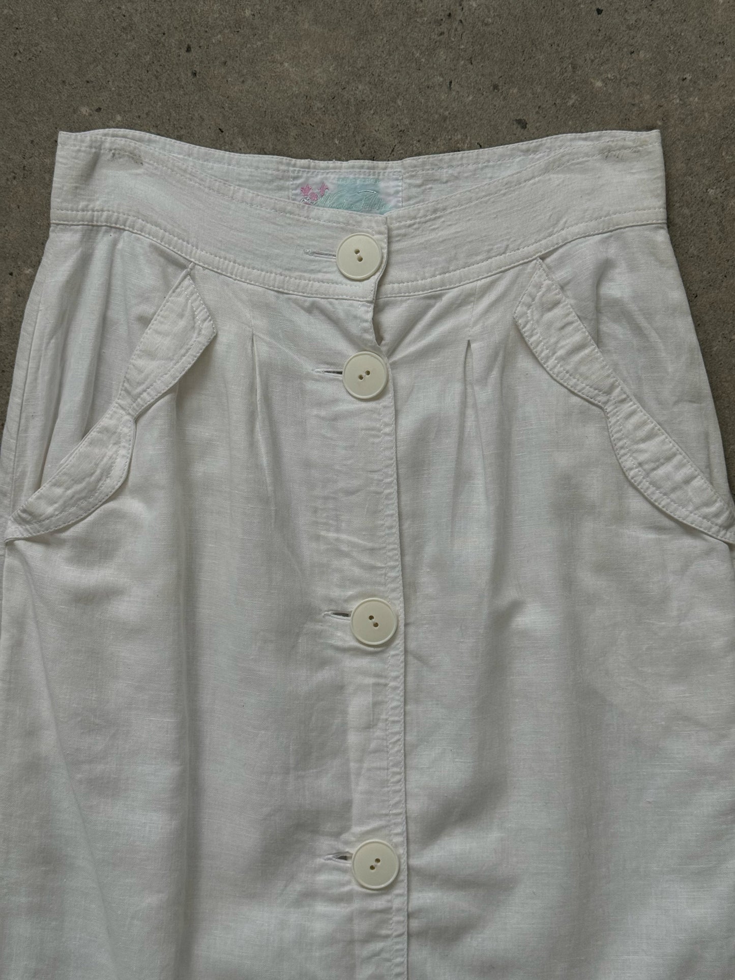 Italian Vintage 1990s Linen Midi Skirt - W25
