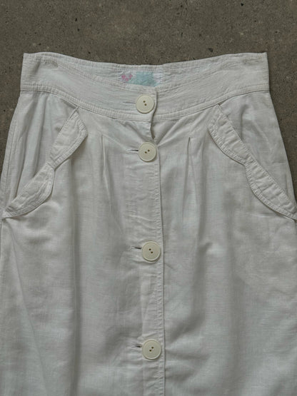 Italian Vintage 1990s Linen Midi Skirt - W25