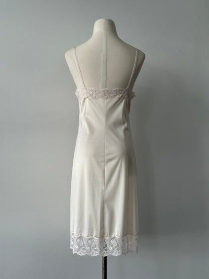 Vintage 1990s Satin Lace Midi Slip Dress - S-M