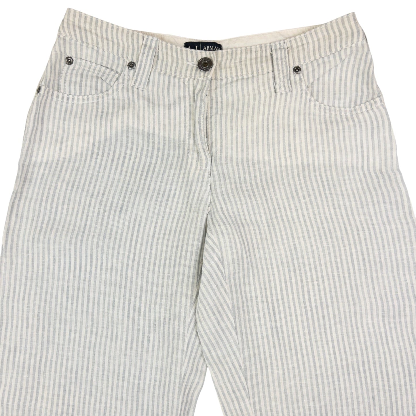 Vintage Armani Jeans Striped Linen Trousers Size W27