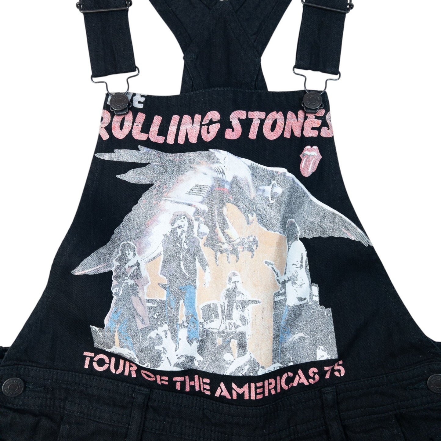 Vintage 2000s Hysteric Glamour Rolling Stones Tour Graphic Dungarees Womens Size M | Medium, Black