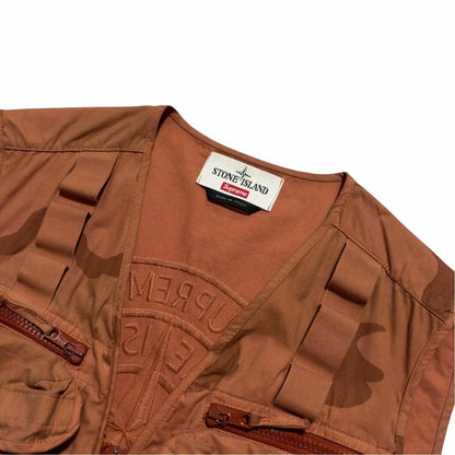 Stone Island Supreme Bushed Cotton Camo Vest | Small, Camo