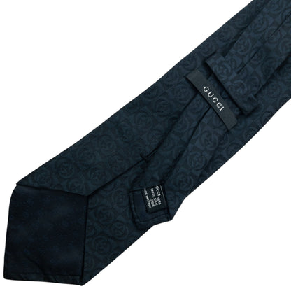 Vintage 2000s Gucci Monogram Silk Tie | O/S, Navy