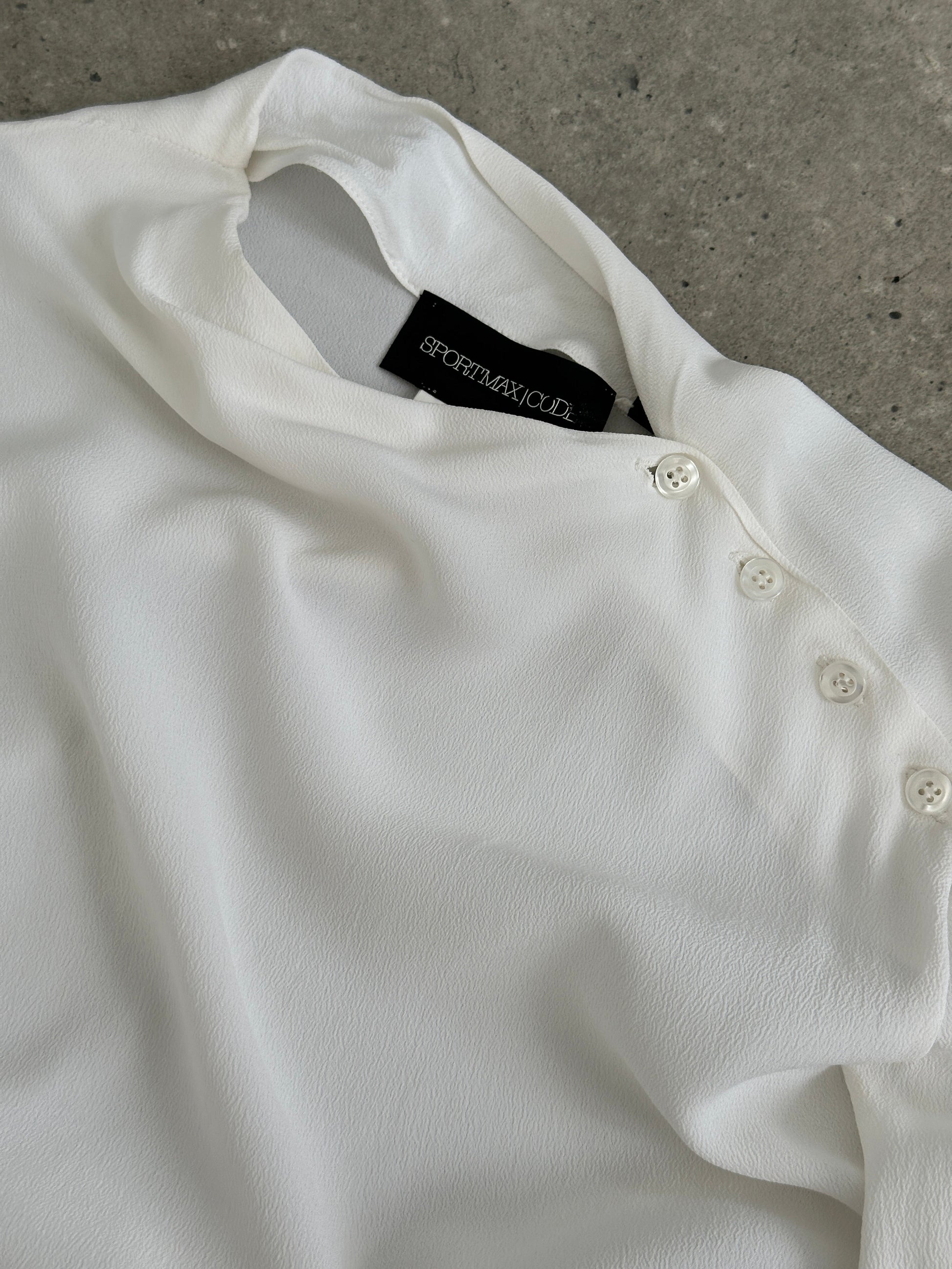 Sportmax 2000s Sheer Crepe High Neck Top - M