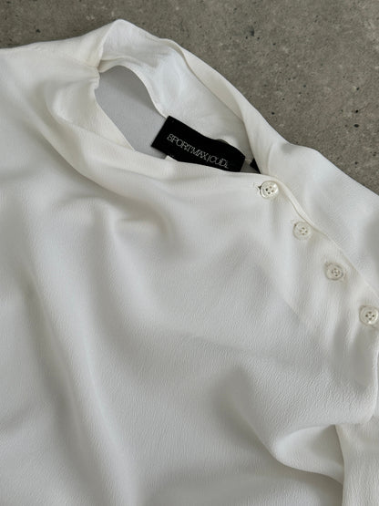 Sportmax 2000s Sheer Crepe High Neck Top - M