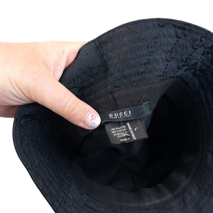 Vintage 2000s Gucci By Tom Ford Monogram Bucket Hat Size M | O/S, Black