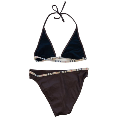Vintage Burberry Nova Check Two Piece Bikini Swimsuit Women's Size XL