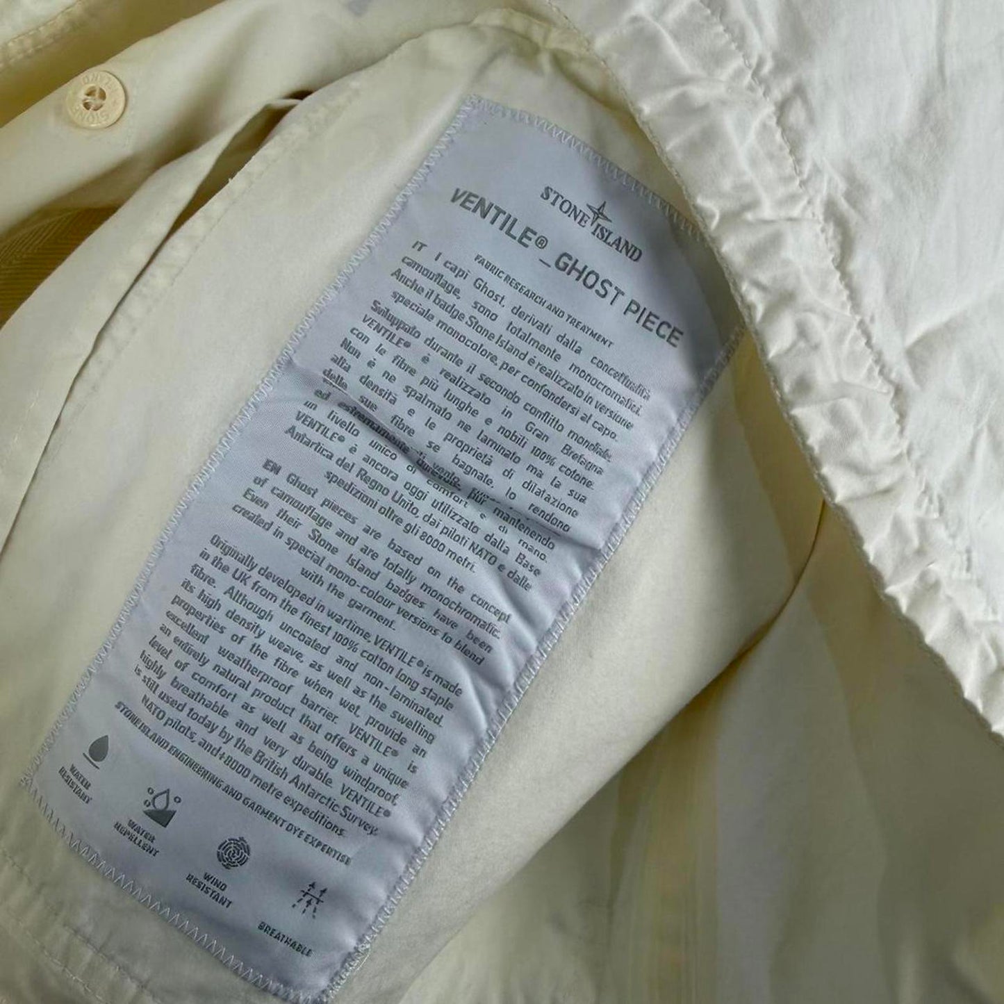 Stone Island Ventile Ghost Piece Jacket Off-White (XL) | Extra Large, Tan