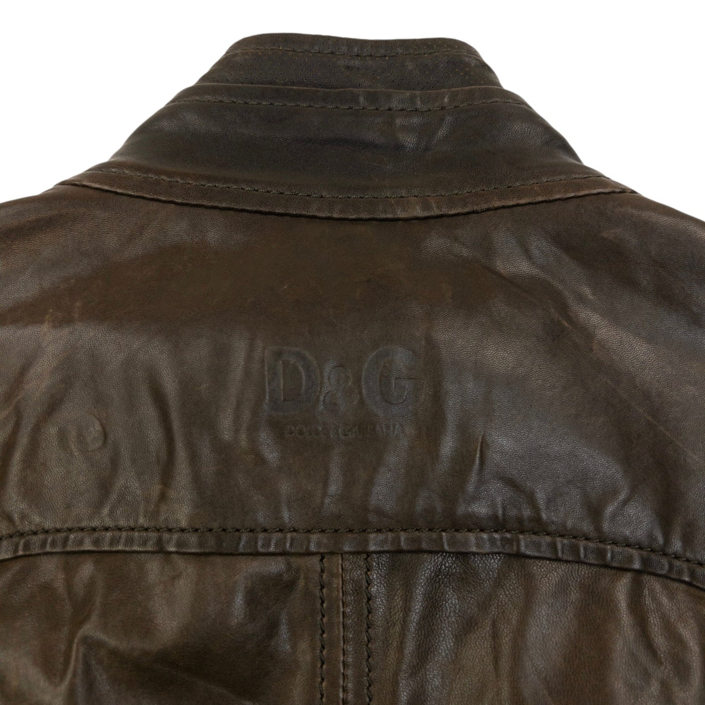 Vintage 2000s Dolce & Gabbana Zip Up Leather Jacket Size M | Medium, Brown