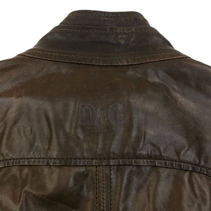 Vintage 2000s Dolce & Gabbana Zip Up Leather Jacket Size M | Medium, Brown