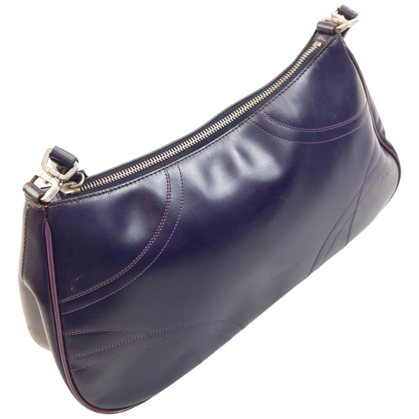 Vintage 2000s Prada Leather Shoulder Bag | O/S, Purple