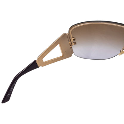 Vintage 2006 Dior Escrime 1 Shield Wraparound Sunglasses | O/S, Gold and Gradient Brown
