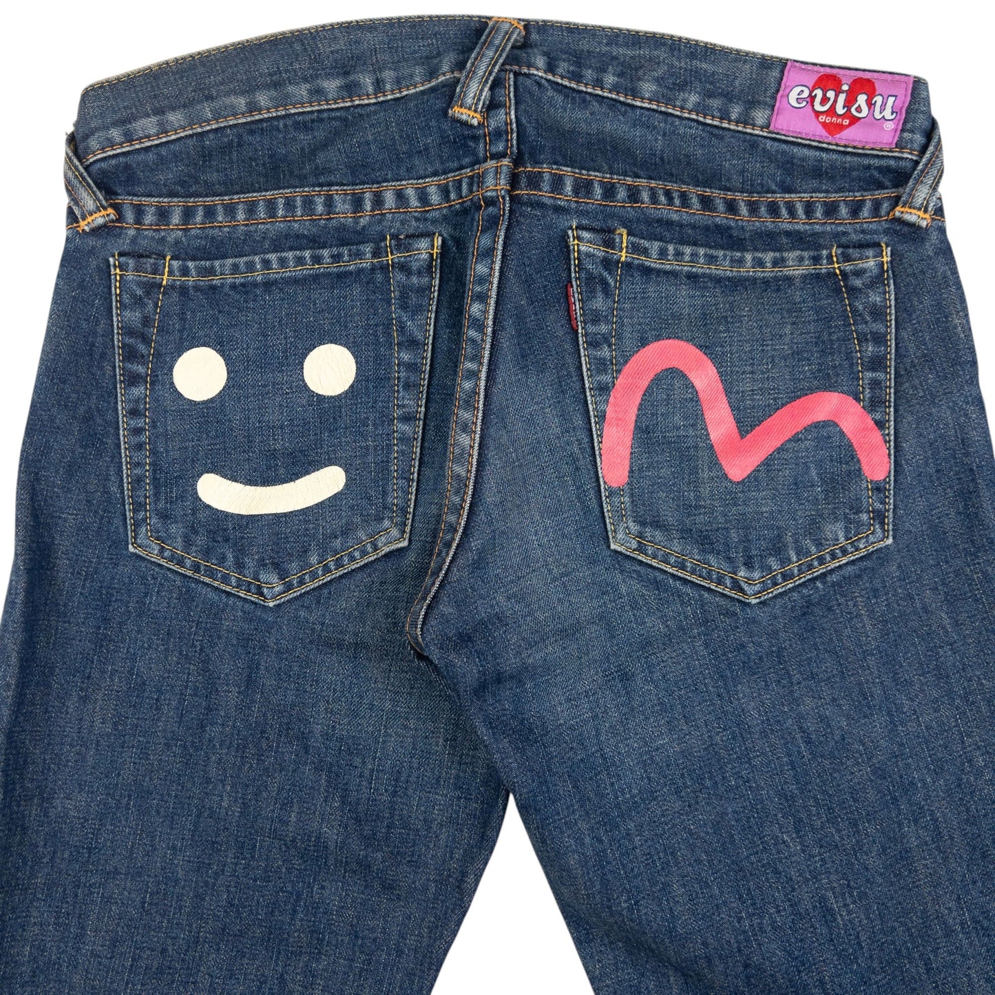 Vintage Evisu Donna Gull Smiley Face Japanese Denim Jeans Womens Size W31
