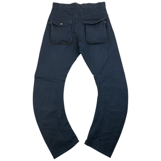 Vintage 2000s PPFM Curved Stacked Leg Trousers Size W30 | W30, Navy