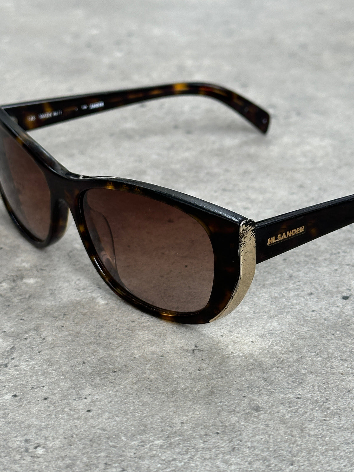 Jil Sander 2000s Tortoiseshell Rectangular Logo Sunglasses