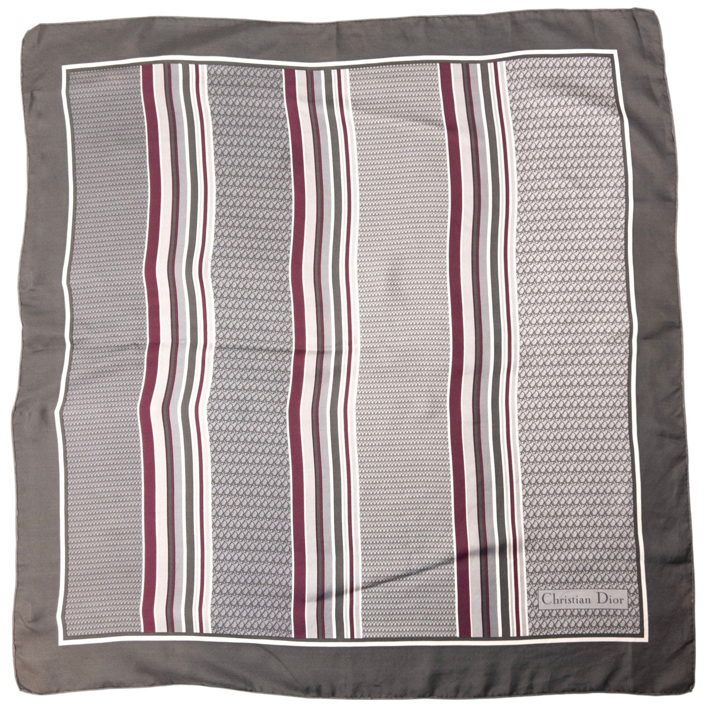 Vintage Dior Monogram Stripe Silk Scarf