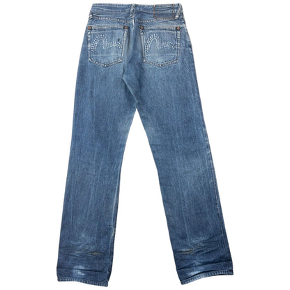 Vintage 2000s Evisu Embossed Double Gull Japanese Denim Jeans Size W30 | W30, Blue
