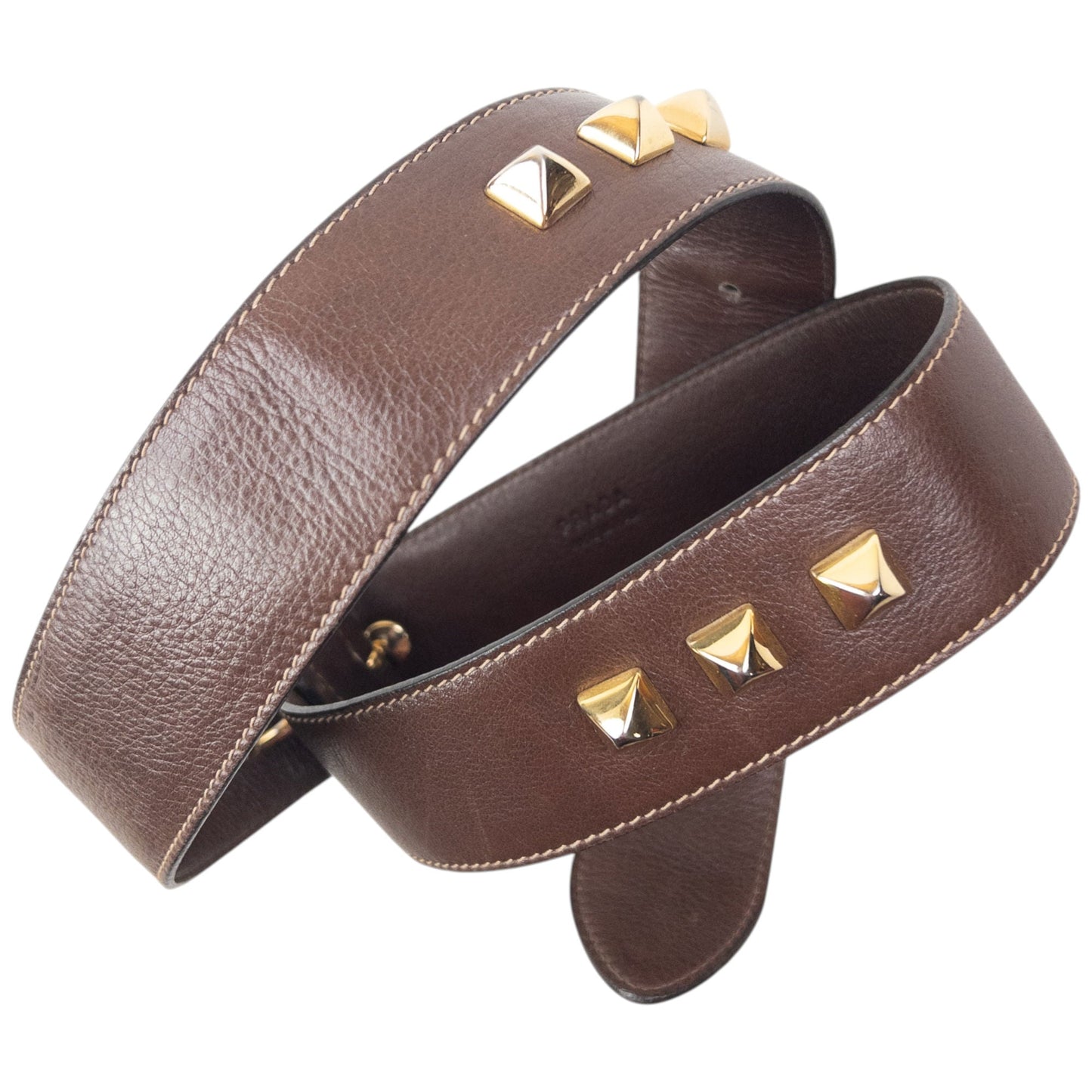 Vintage 90s Prada Studded Leather Belt Size M | O/S, Brown