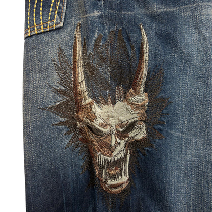 Vintage Oniarai Embroidered Monster Japanese Denim Jeans Size W31