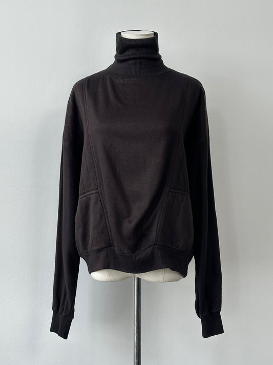 Vintage 1980s Cropped Boxy Roll Neck Jumper - M