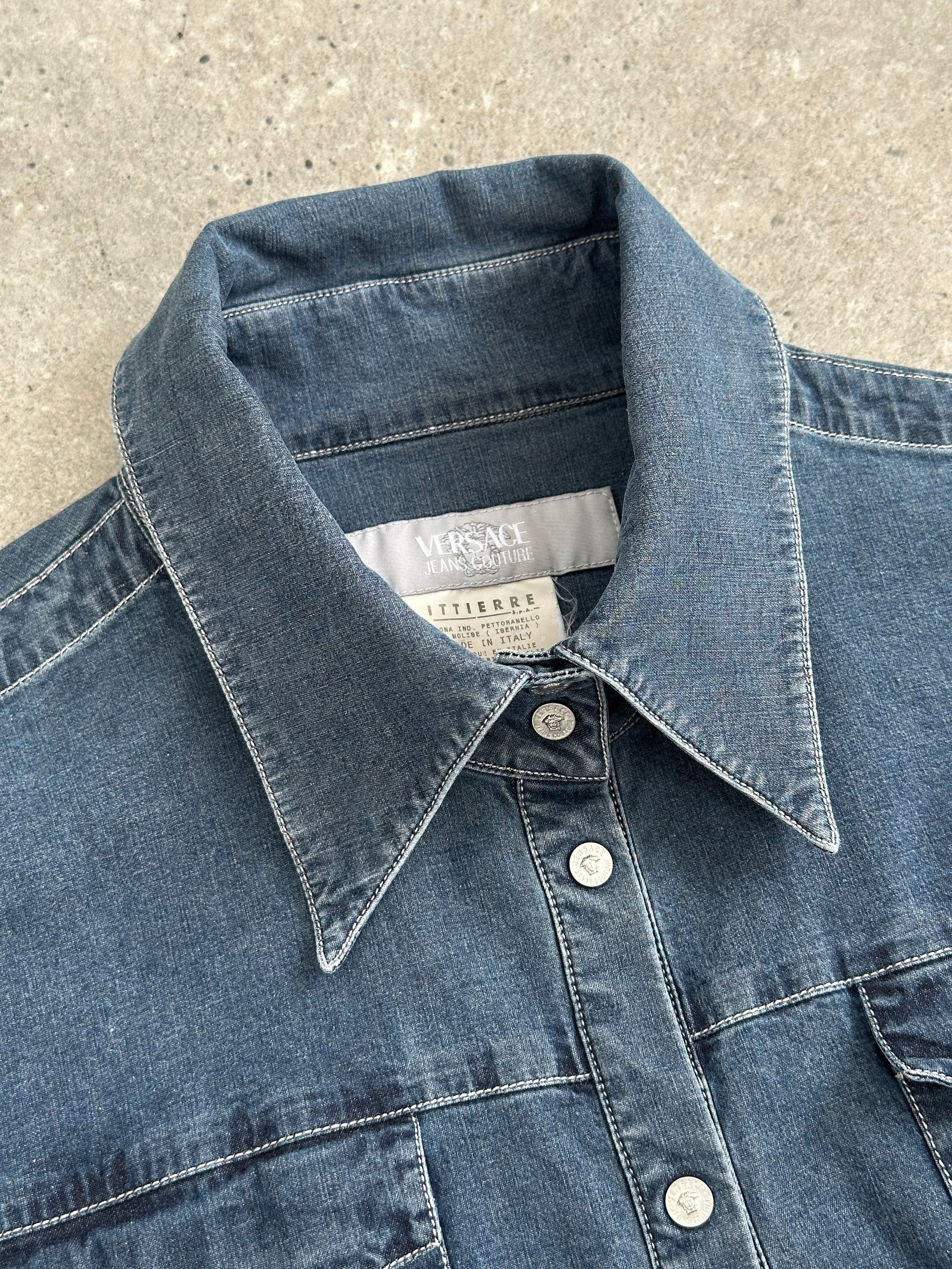 Versace Jeans Couture 2000s Bespoke Button Denim Shirt - M