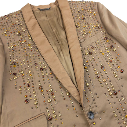 Vintage 2000s Dolce & Gabbana Embellished Blazer Jacket Size M | Medium, Brown