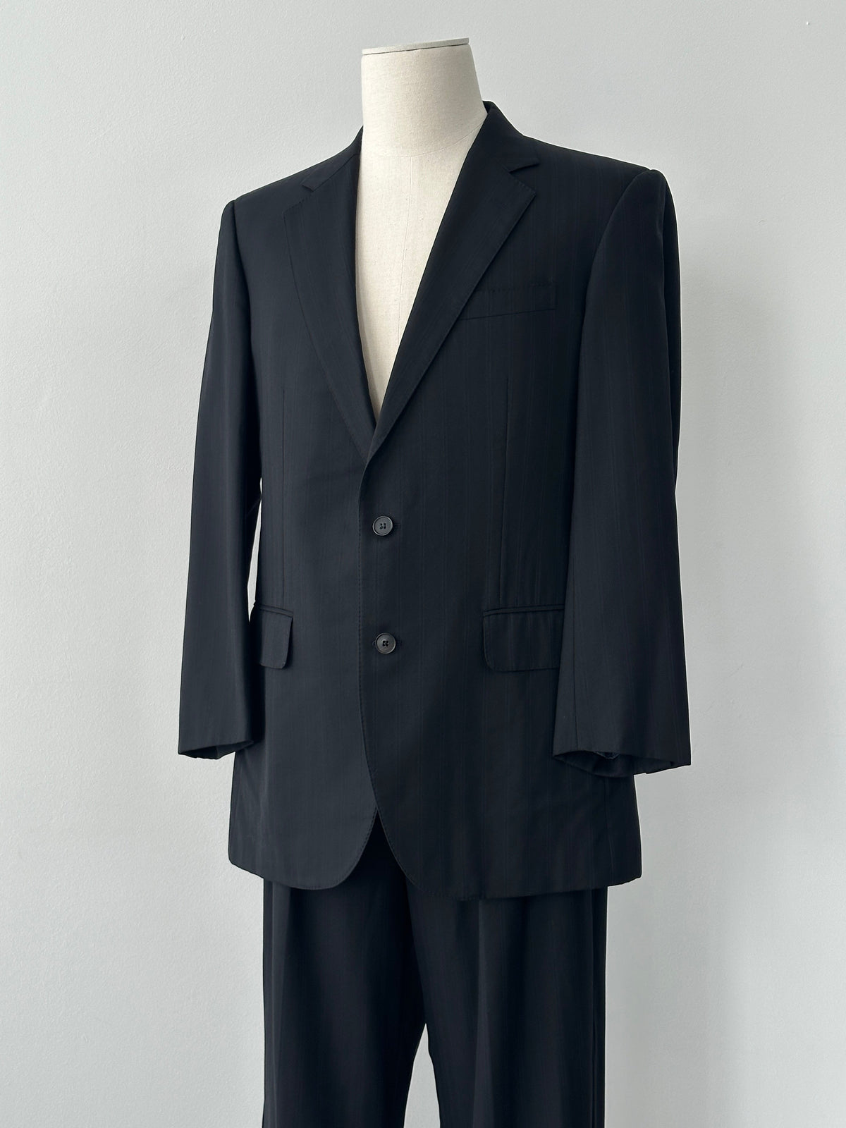 Burberry London 1990s Pure Wool Stripe Single Breasted Suit - 42S/W36